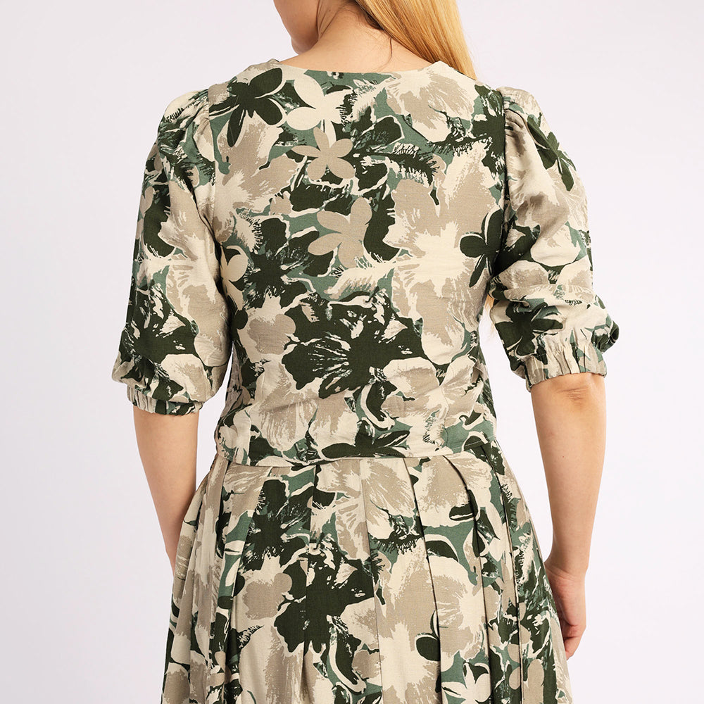 ALORA LADIES OLIVE/CREAM BLOUSE