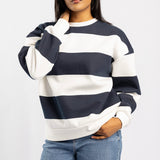 NAVY/WHITE STRIPE LONG SLEEVE SWEATER