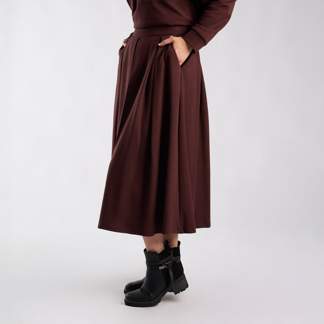 LDS PLTD PONTI SKIRT