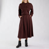 LDS PLTD PONTI SKIRT