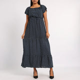 NAVY SPOTTED DRESS