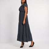 NAVY SPOTTED DRESS