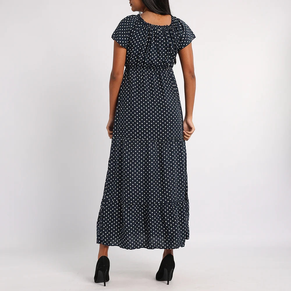 NAVY SPOTTED DRESS
