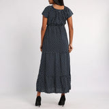NAVY SPOTTED DRESS