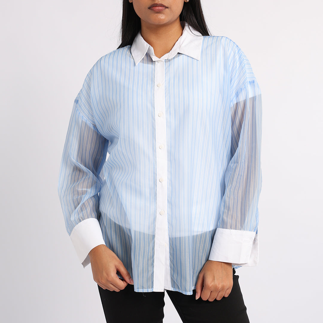 BLUE/WHITE LONG SLEEVE SHIRT
