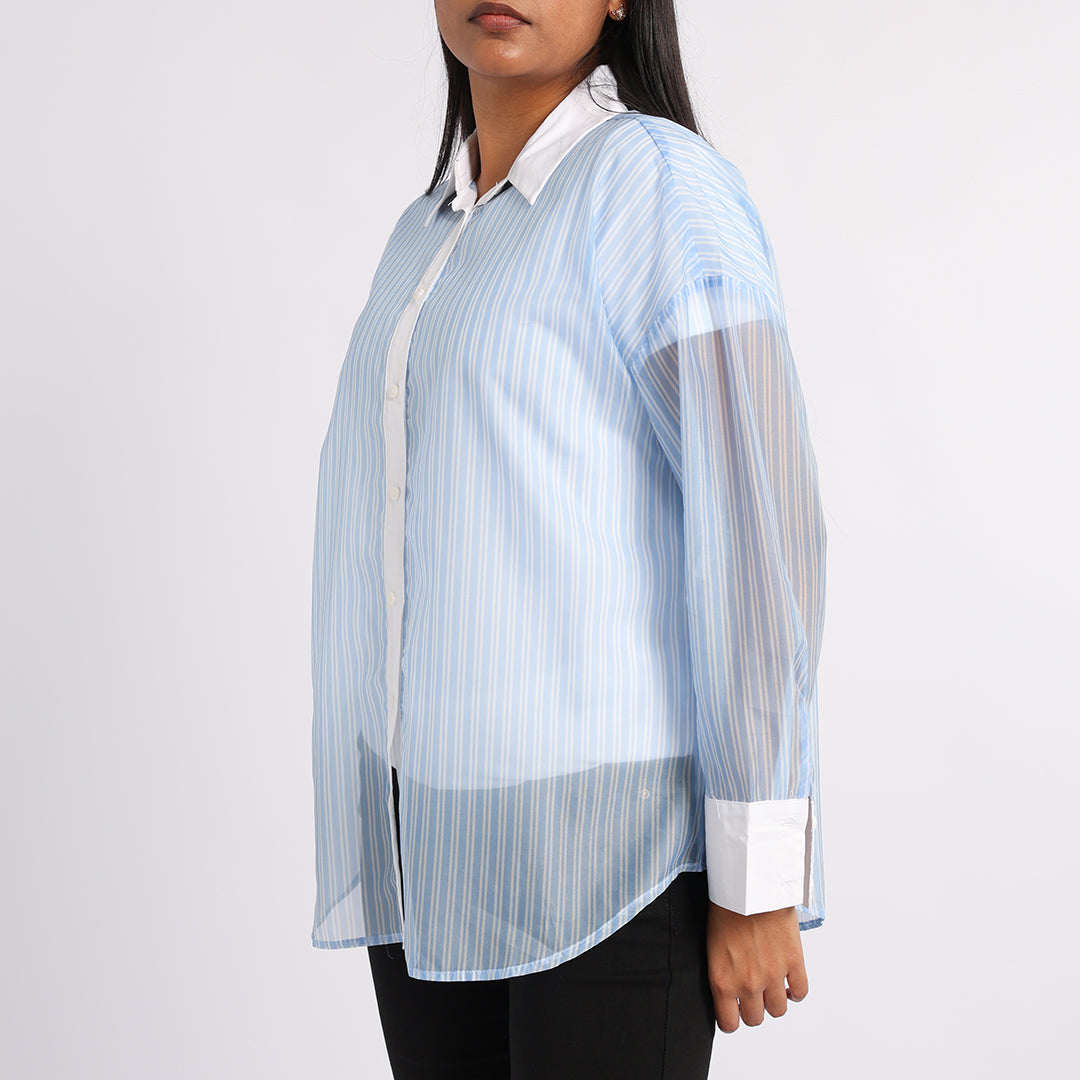 BLUE/WHITE LONG SLEEVE SHIRT