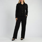 BLACK L/S SHIRT WITH BUTTON DETAIL