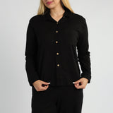 BLACK L/S SHIRT WITH BUTTON DETAIL
