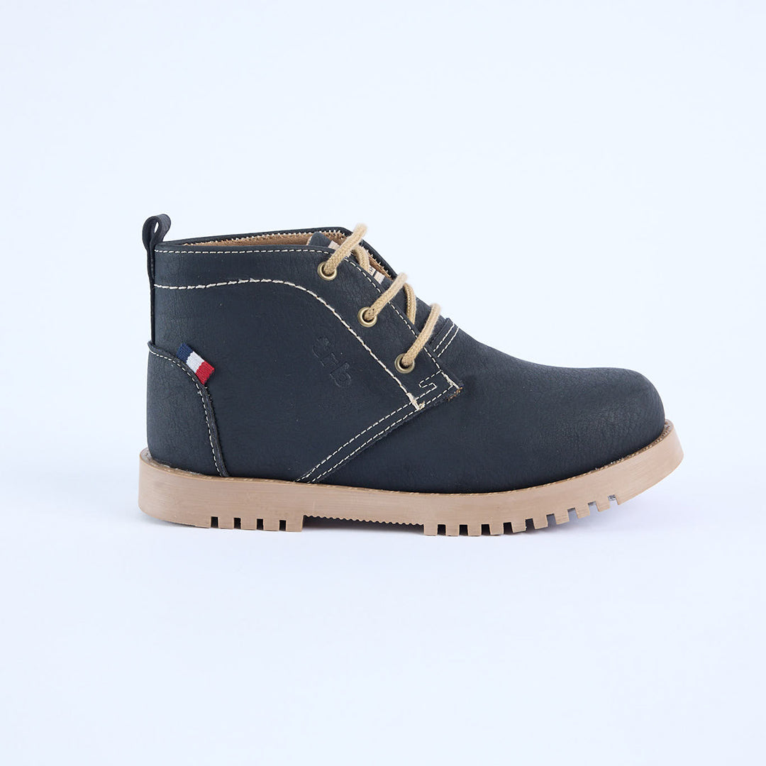 Lace Up Boot.Woven Badge.