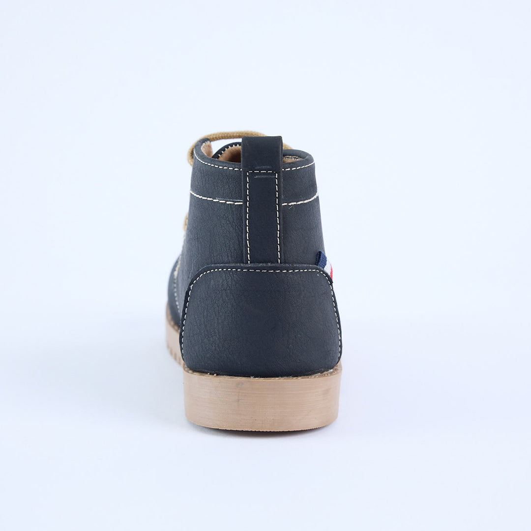 Lace Up Boot.Woven Badge.
