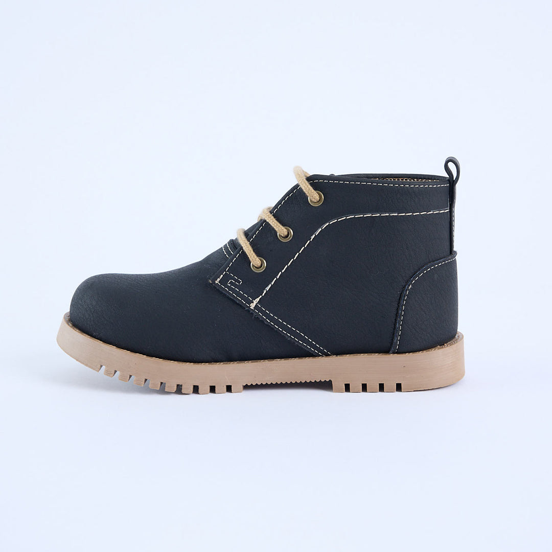 Lace Up Boot.Woven Badge.