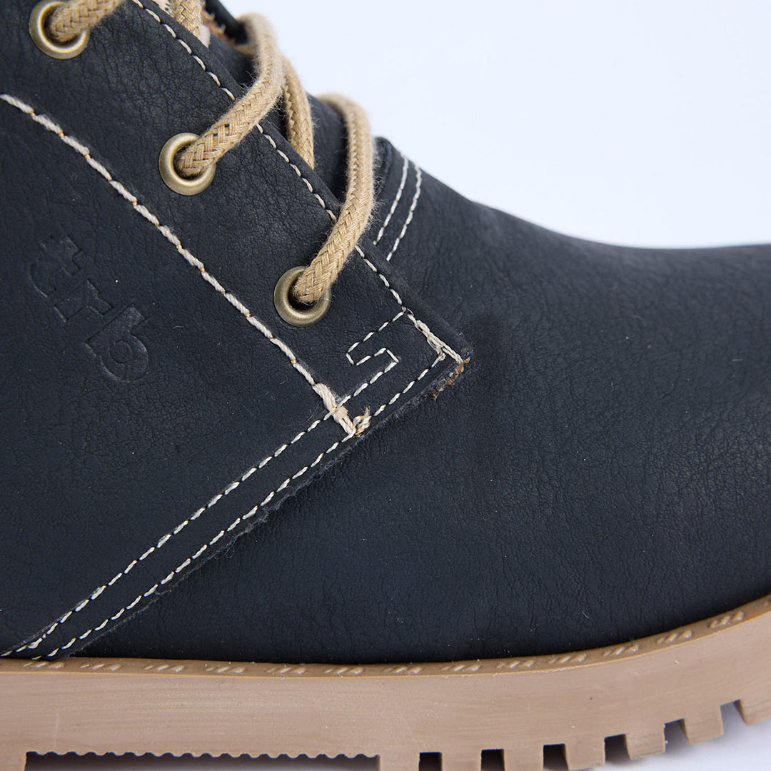 Lace Up Boot.Woven Badge.
