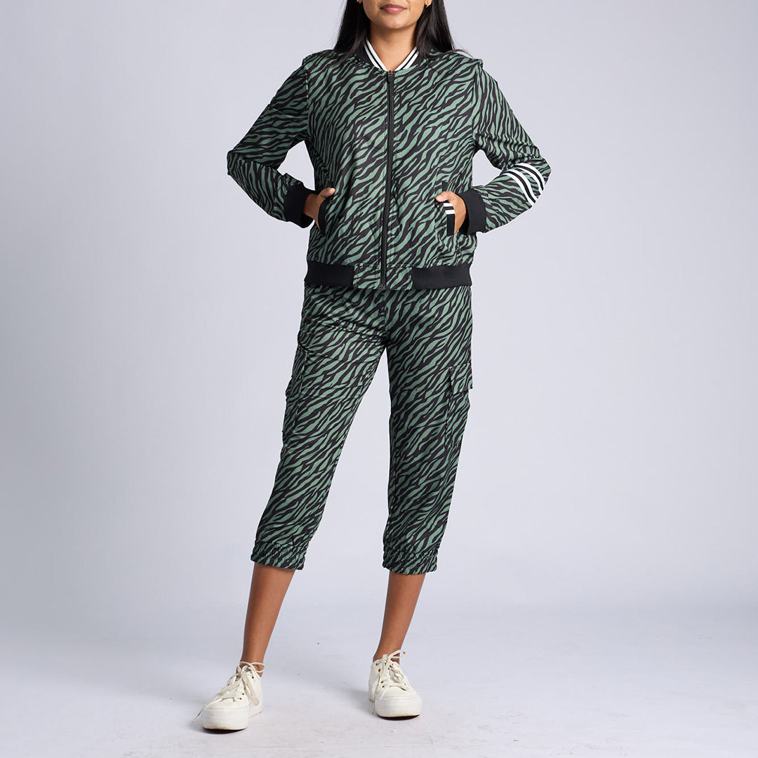 LADIES FATIGUE/BLACK PRINTED LIGHTWEIGHT JACKET