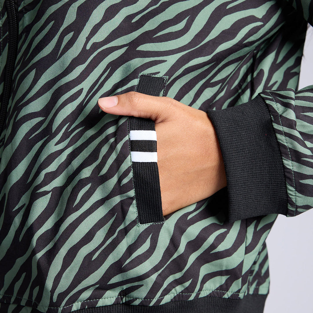 LADIES FATIGUE/BLACK PRINTED LIGHTWEIGHT JACKET