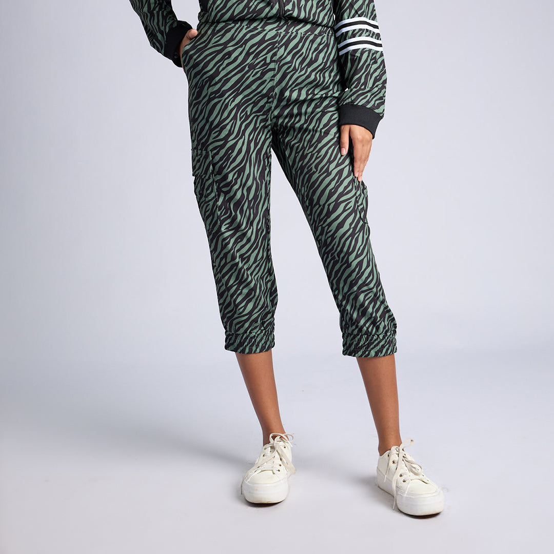 LADIES FATIGUE/BLACK PRINTED CARGO JOGGER