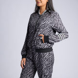 LADIES BLACK/GREY PRINTED LIGHTWEIGHT JACKET