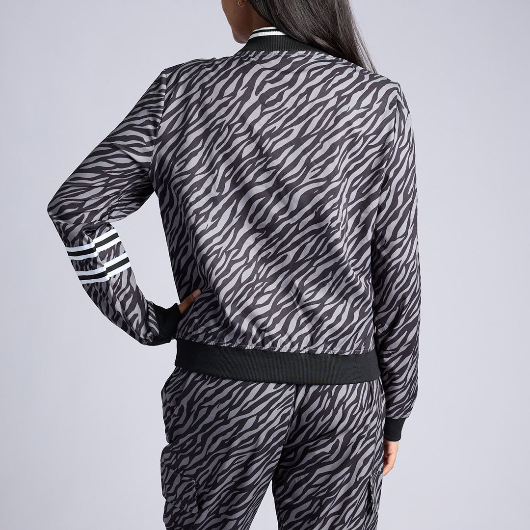 LADIES BLACK/GREY PRINTED LIGHTWEIGHT JACKET