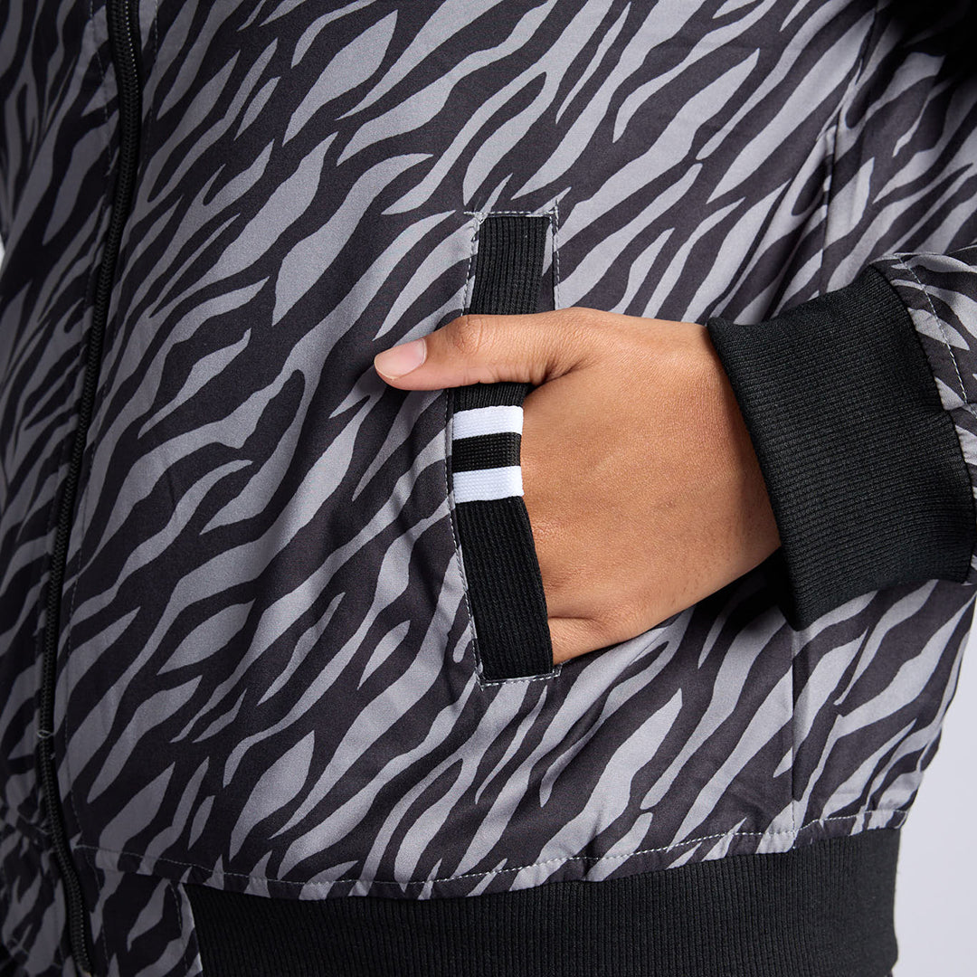 LADIES BLACK/GREY PRINTED LIGHTWEIGHT JACKET