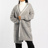 GREY LONG HOODED CARDIGAN