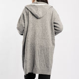 GREY LONG HOODED CARDIGAN
