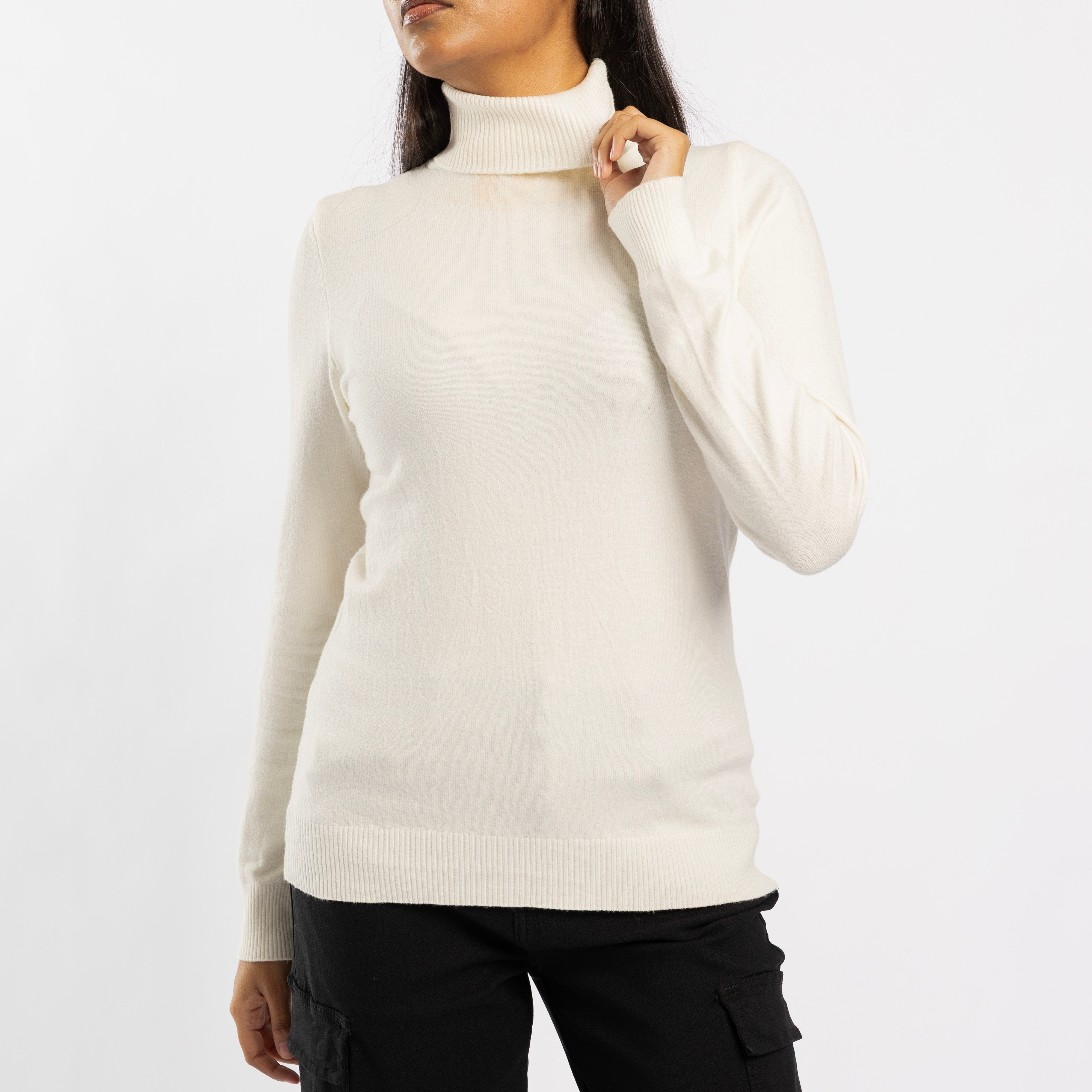 CONCEPT WINTER WHITE POLO NECK JERSEY