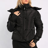 BLACK HOODED PUFFER JACKET
