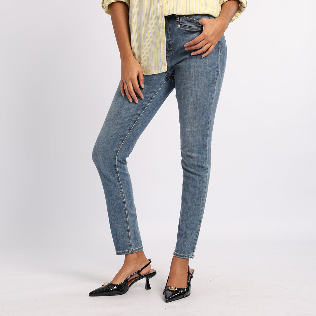 MID BLUE WASH DENIM SKINNY JEAN