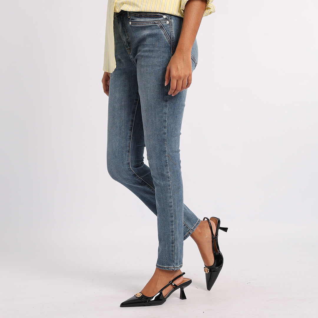 MID BLUE WASH DENIM SKINNY JEAN