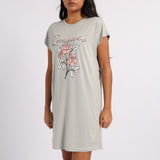 LADIES LQD PLAIN GREY SLEEPSHIRT WITH PRINT
