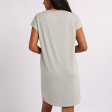 LADIES LQD PLAIN GREY SLEEPSHIRT WITH PRINT