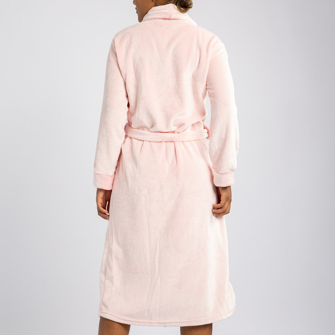 PLAIN PINK CORAL FLEECE GOWN