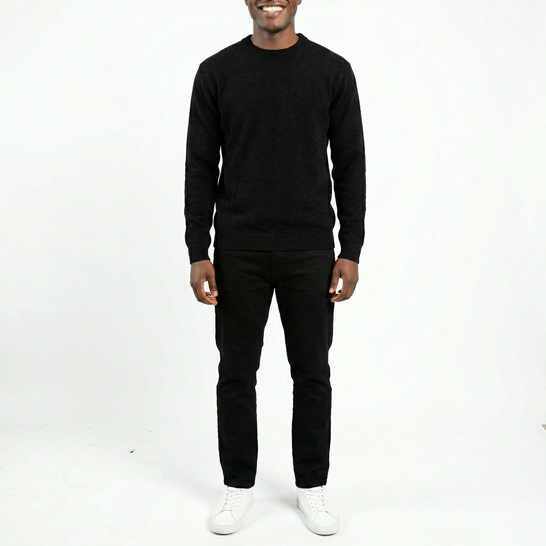 BLACK ROUND-NECK CHENILLE JERSEY
