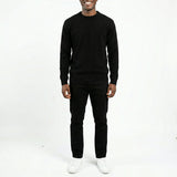BLACK ROUND-NECK CHENILLE JERSEY