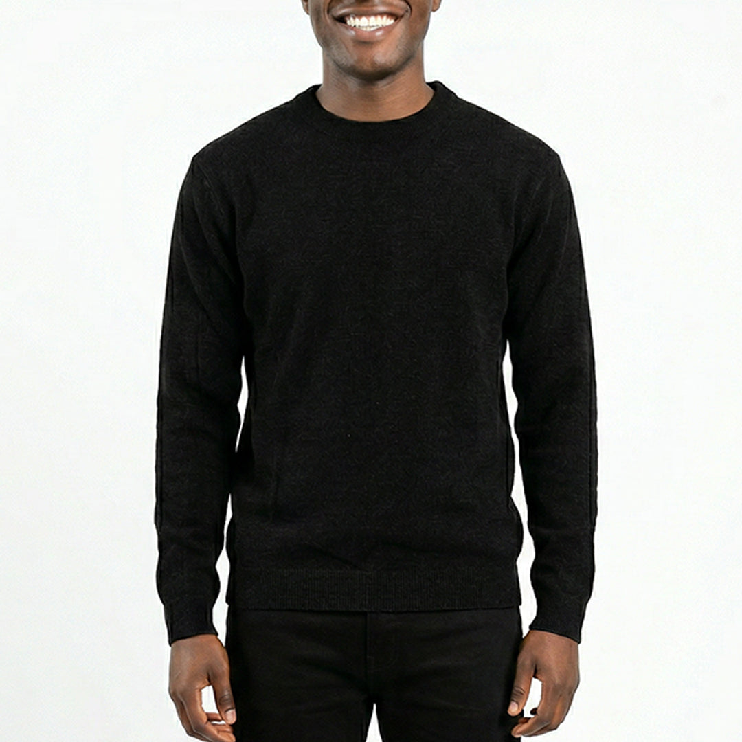 BLACK ROUND-NECK CHENILLE JERSEY