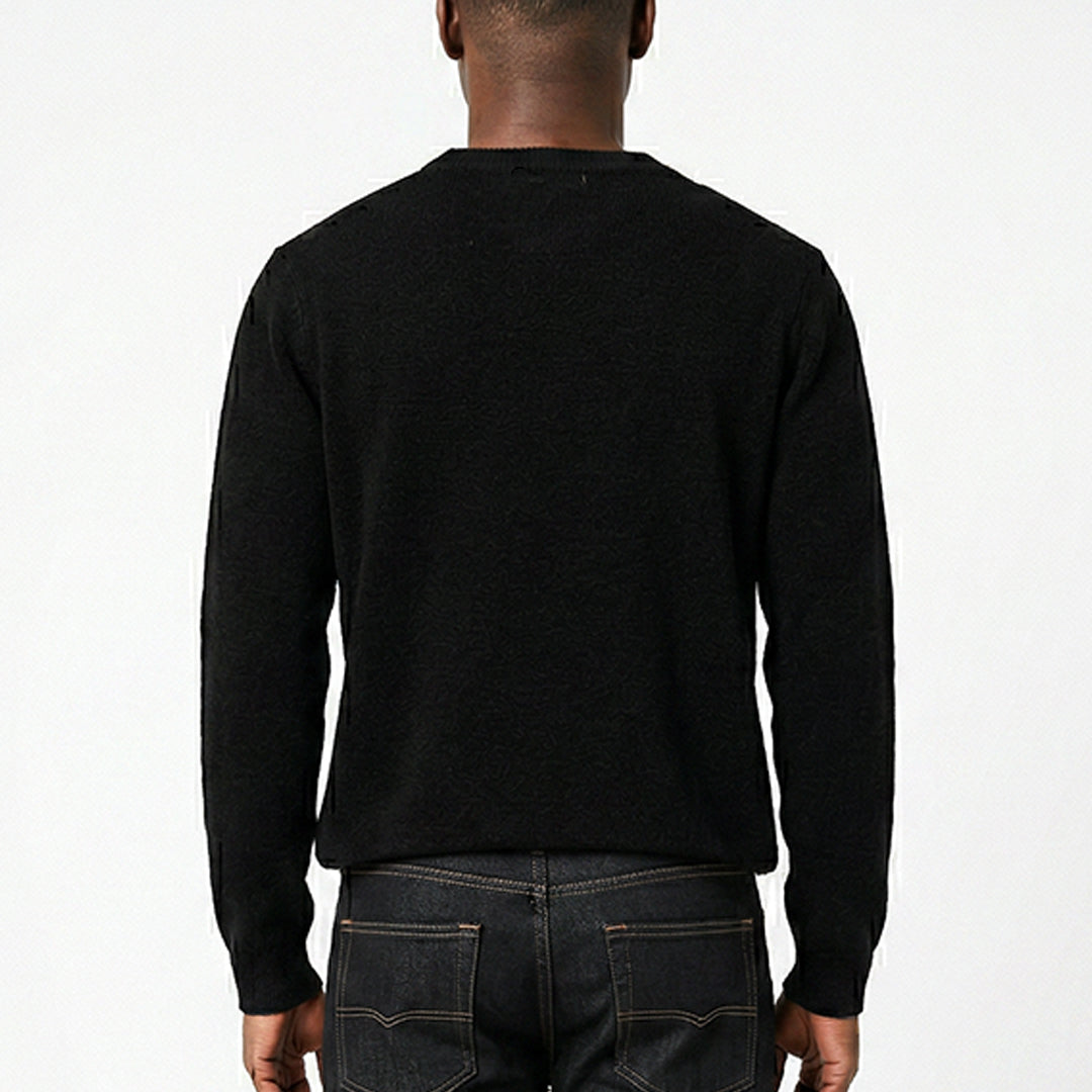 BLACK ROUND-NECK CHENILLE JERSEY