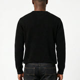 BLACK ROUND-NECK CHENILLE JERSEY