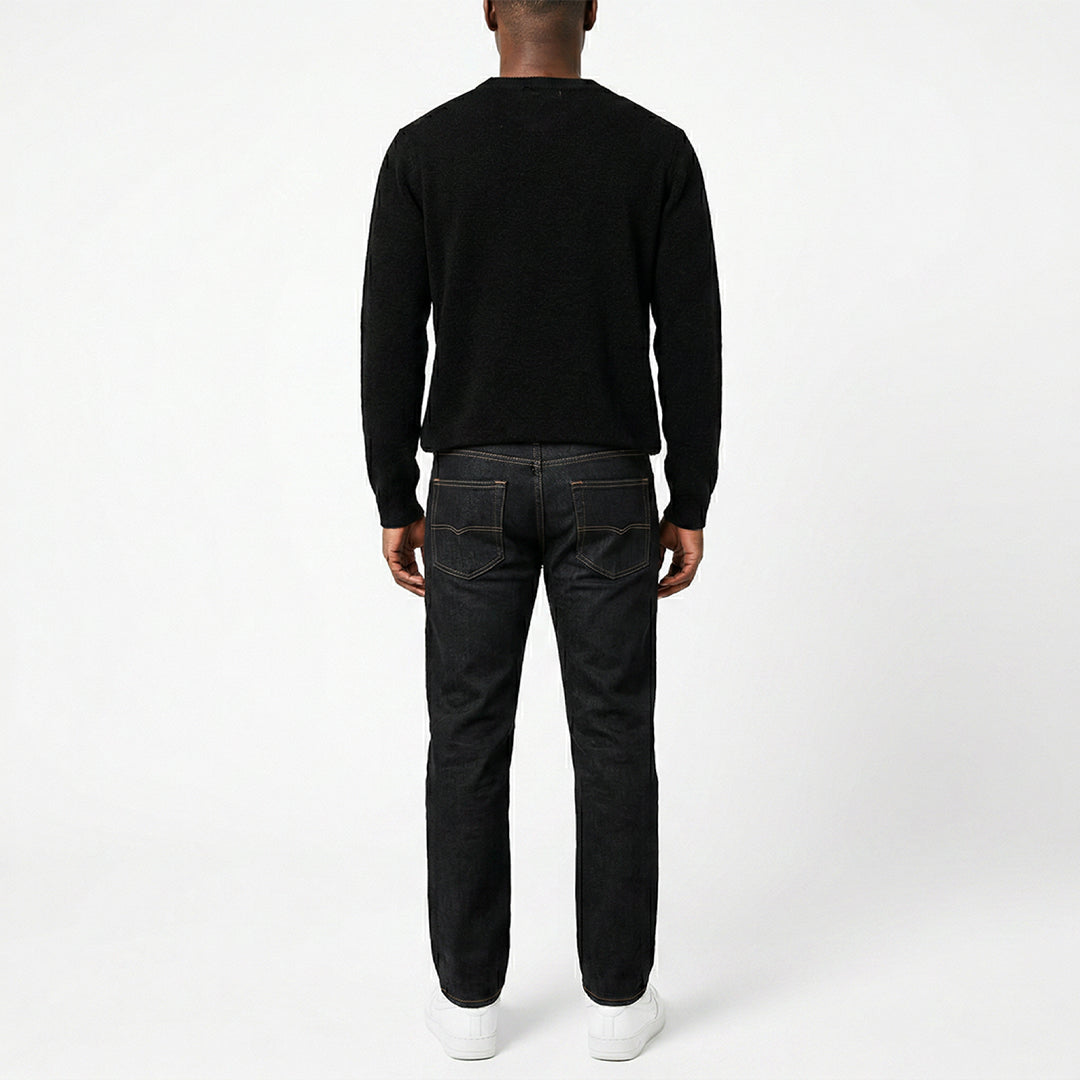 BLACK ROUND-NECK CHENILLE JERSEY