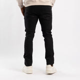 BLACK SKINNY DENIM JEANS WITH RIP AND REPAIR DETAIL