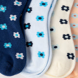 4 Pack Long Socks With Flower Embroidery.