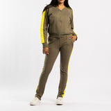 OLIVE JACKET WITH PINK SLEEVES