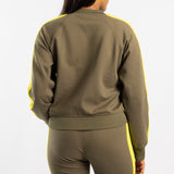 OLIVE JACKET WITH PINK SLEEVES