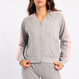GREY JACKET WITH PINK SLEEVES
