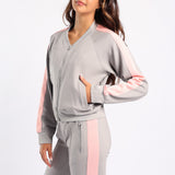 GREY JACKET WITH PINK SLEEVES