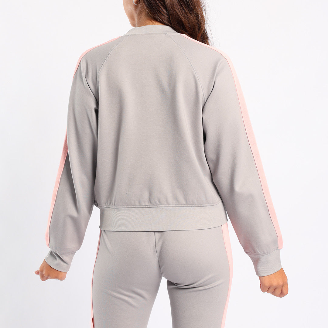 GREY JACKET WITH PINK SLEEVES