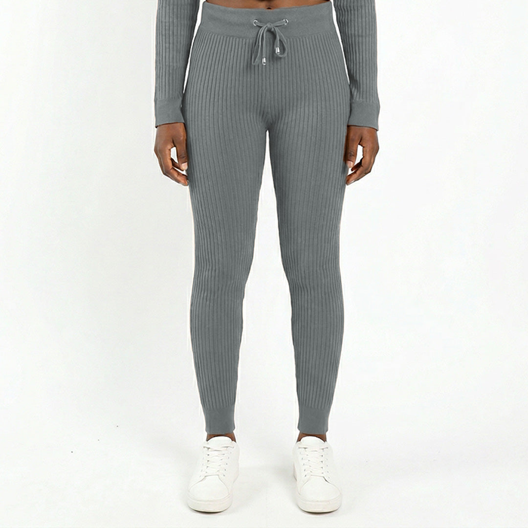 GREY RIBBED PANT
