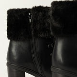 BLACK LACE UP UTILITY HEEL BOOT