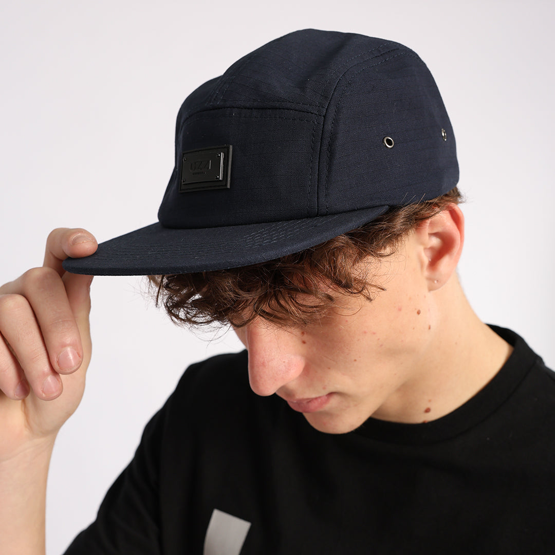 NAVY 5 PANEL FLAT BILL CAP