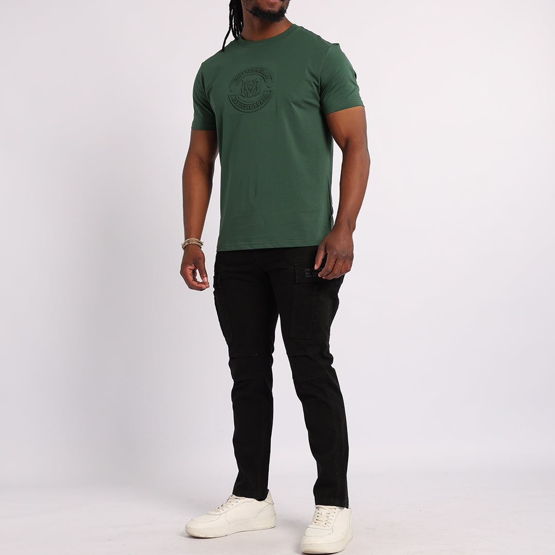 GREEN EMBOSSED T-SHIRT WITH BACK PRINT