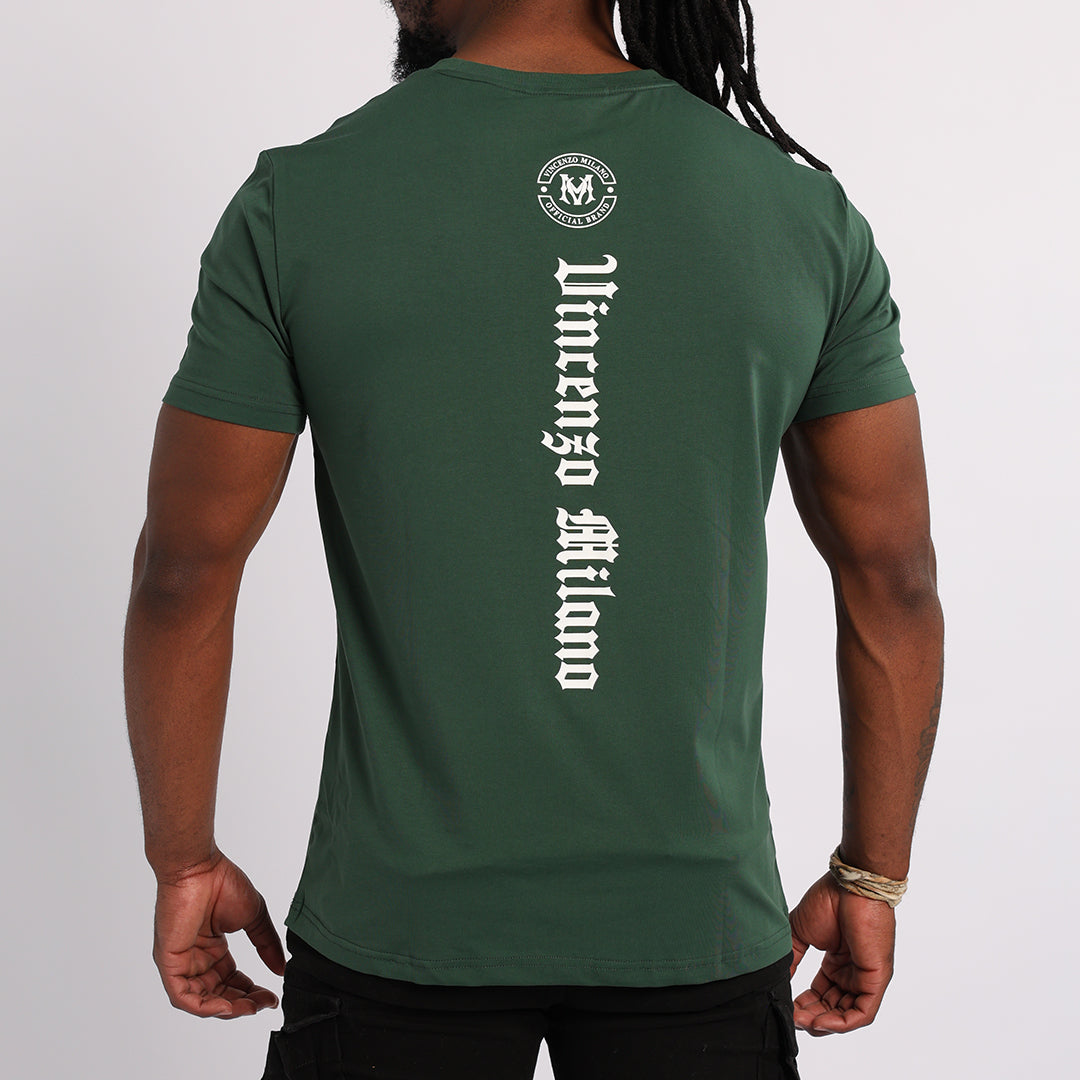 GREEN EMBOSSED T-SHIRT WITH BACK PRINT