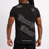 BLACK T-SHIRT WITH FRONT AND BACK PRINT